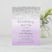Einladung von Lavender Lila und Silver Birthday (Stehend Vorderseite)