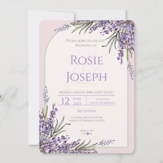 Einladung von Lavender Wedding (Vorderseite)