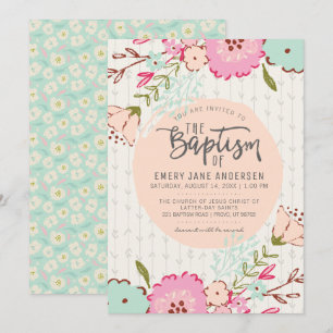 EINLADUNG VON LDS BAPTISM   Elegant Chic Floral Gi