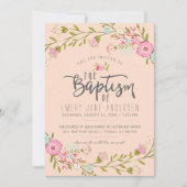EINLADUNG VON LDS BAPTISM | Elegante Rosa Floral G (Vorderseite)