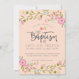 EINLADUNG VON LDS BAPTISM | Elegante Rosa Floral G