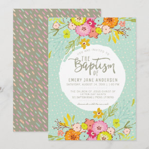 EINLADUNG VON LDS BAPTISM   Moderne, helle Blütenm