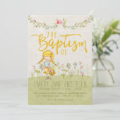 EINLADUNG VON LDS BAPTISM | Niedlich Shabby Floral (Stehend Vorderseite)