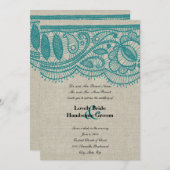 Einladung von Leinen und Aquamarinen Hochzeiten (Vorne/Hinten)