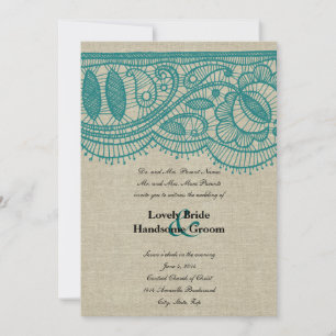 Einladung von Leinen und Aquamarinen Hochzeiten