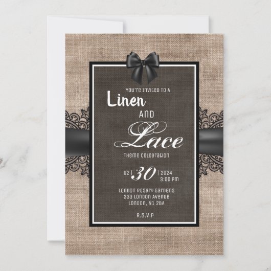 Einladung von Leinen und Spitzen (Vorderseite)