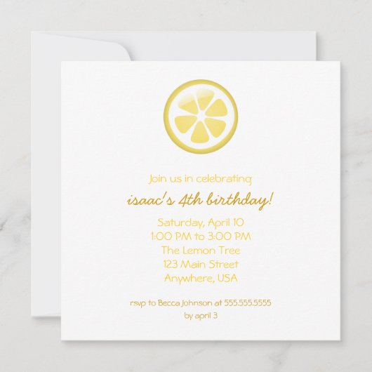 Einladung von Lemon (Vorderseite)