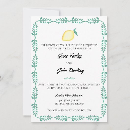 Einladung von Lemon (Vorderseite)