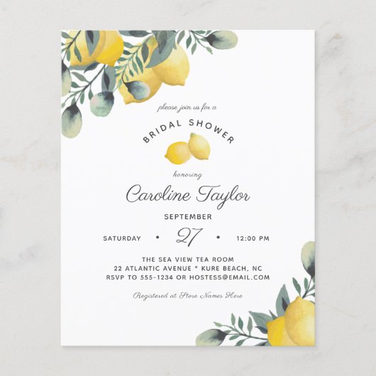 Einladung von Lemon Brautparty (Vorderseite)