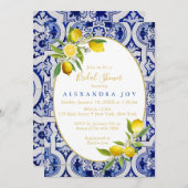 Einladung von Lemon und Blue Spanish Tile (Vorne/Hinten)