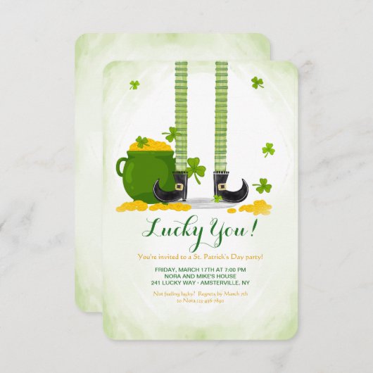 Einladung von Leprechaun Legs St. Patrick (Vorne/Hinten)