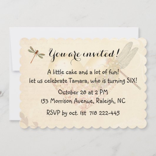 Einladung von Libellen und Bollwerken zum Geburtst (Vorderseite)