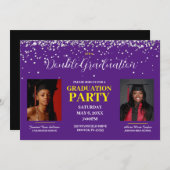 Einladung von lila und Gold-Abschlüssen (Vorne/Hinten)