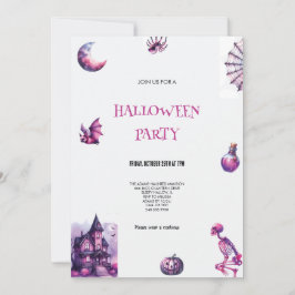 EINLADUNG VON lila UND PINKEN HALLOWEEN-PARTYS
