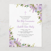 Einladung von Lilac Floral Erste Kommune Postkarte (Vorderseite)