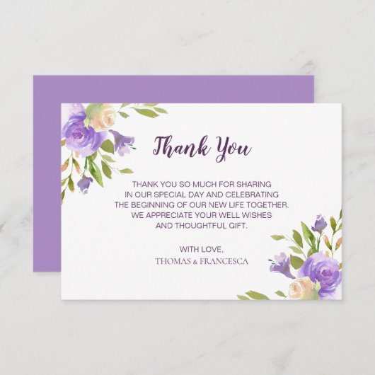 Einladung von Lilac Watercolor Floral Wedding (Vorne/Hinten)
