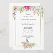 Einladung von Lilies Bird Watercolor (Vorne/Hinten)