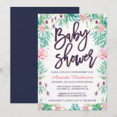 Einladung von Lily Baby Shower | Floral Baby Dusch (Vorne/Hinten)