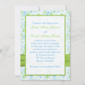 Einladung von Lime Green and Blue Floral Wedding (Rückseite)