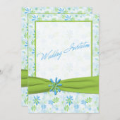 Einladung von Lime Green and Blue Floral Wedding (Vorne/Hinten)