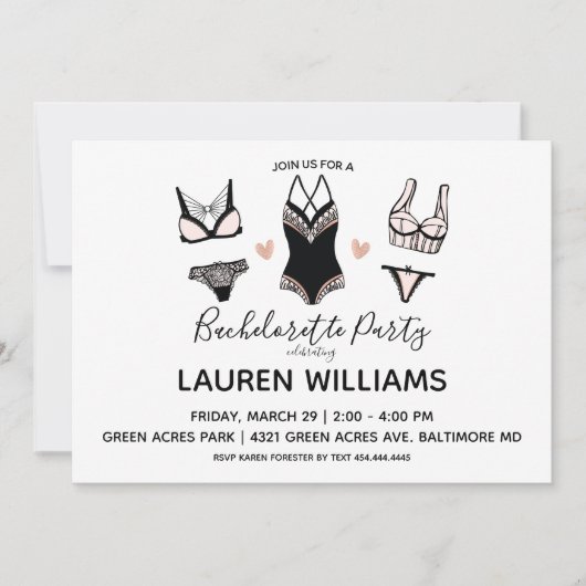 Einladung von Lingerie Junggeselinnen-Abschied (Vorderseite)