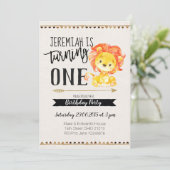 Einladung von Lion Boy zum ersten Geburtstag (Stehend Vorderseite)