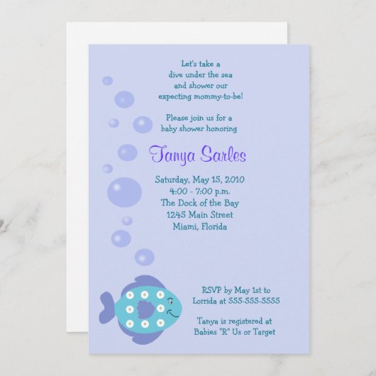 Einladung von Little Fishy Ocean 12x18 Baby Shower (Vorne/Hinten)