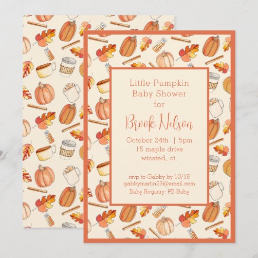Einladung von Little Pumpkin Fall Baby Shower (Vorne/Hinten)