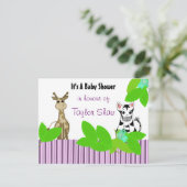 Einladung von Little Zebra und Giraffe Baby Dusche (Stehend Vorderseite)