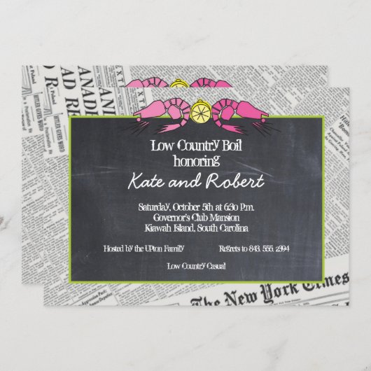 Einladung von Lowcountry-Boil-Zeitung (Vorne/Hinten)
