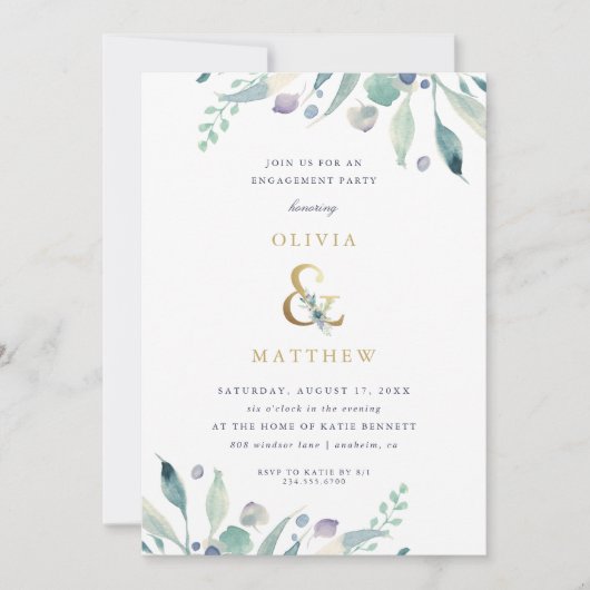 Einladung von Luxe Floral Engagement (Vorderseite)