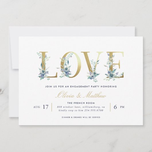 Einladung von Luxe Floral Engagement (Vorderseite)