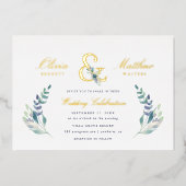 Einladung von Luxe Floral Wedding Foil (Vorderseite)