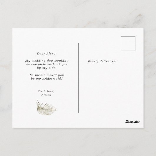Einladung von Luxus Tropical Foliage Bridesmaid Postkarte (Rückseite)