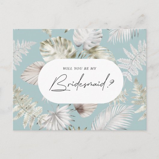 Einladung von Luxus Tropical Foliage Bridesmaid Postkarte (Vorderseite)