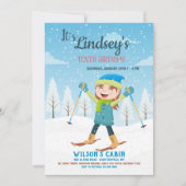 Einladung von Mädchen auf Skis (Vorderseite)