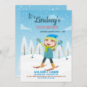 Einladung von Mädchen auf Skis (Vorne/Hinten)