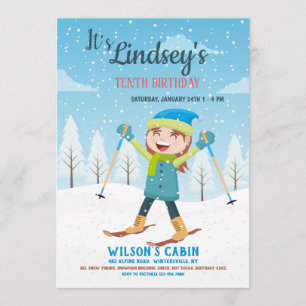 Einladung von Mädchen auf Skis