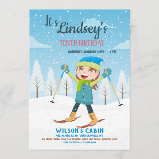 Einladung von Mädchen auf Skis