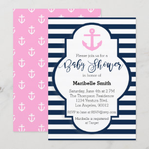 Einladung von Mädchen Nautical Baby Shower