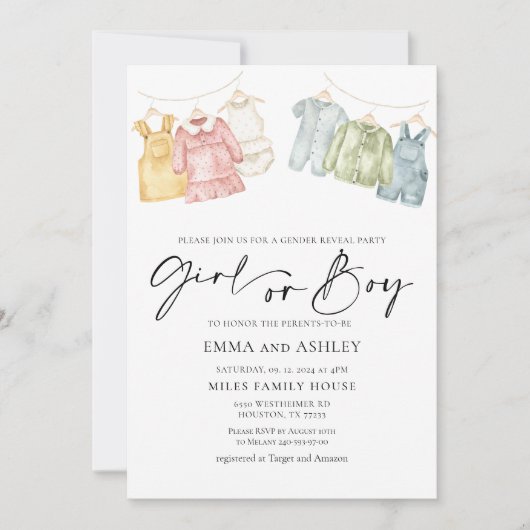 Einladung von Mädchen oder Boy Boho Bekleidung (Vorderseite)