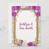 Einladung von Mädchen und Jungen Lila & Gold zum G (Rückseite)