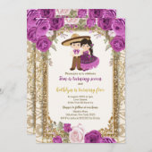 Einladung von Mädchen und Jungen Lila & Gold zum G (Vorne/Hinten)