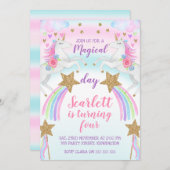 Einladung von Mädchen und Sternen zum Geburtstag (Vorne/Hinten)