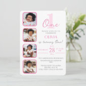 Einladung von Mädchen zum Geburtstag mit Foto Coll (Stehend Vorderseite)