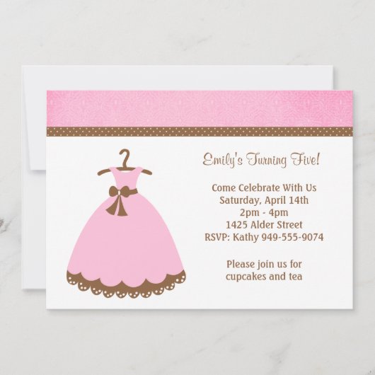 Einladung von Mädchen zur Geburtstagspartei (Vorderseite)