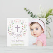 Einladung von Mädchen zur Taufe - Foto, Gewohnheit (Stehend Vorderseite)