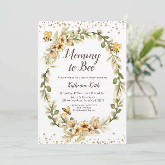 Einladung von Mami zu Bee Baby Shower (Stehend Vorderseite)