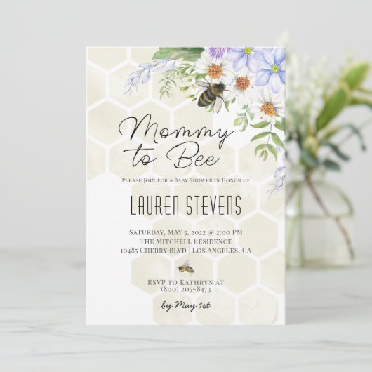 Einladung von Mami zu Bee Baby Shower (Stehend Vorderseite)