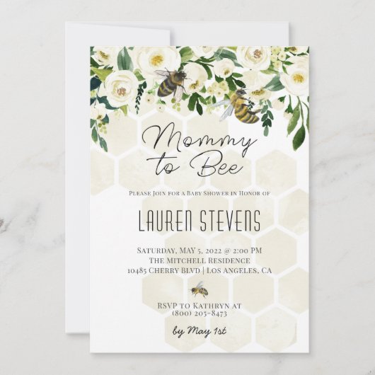 Einladung von Mami zu Bee Baby Shower (Vorderseite)